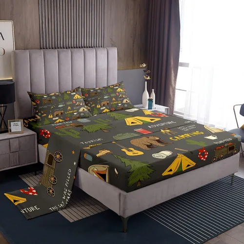 Miniatura 11 de Erosebridal American Flag Bed Sheets Twin Army Green Camo Deep Pocket Fitted Sheet for Kids Boys Girls Bear Claw Hunting Theme Bedding Set Camoflage