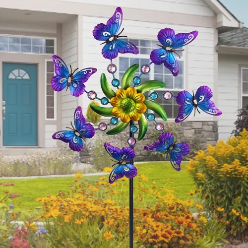 Miniatura 13 de COOZZYHOUR Molino de viento de colibrí de 39 pulgadas para estaca de patio y jardín, molino de viento de metal para exteriores, esculturas de viento