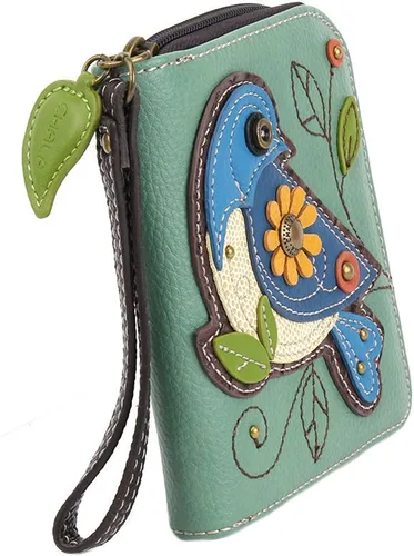 Miniatura 4 de Chala Bolsos Azul Pájaro Zip Alrededor de la cartera Hobo Amante de Aves Regalo