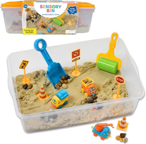 Creativity for Kids Cubo Sensorial: Juego de Zona de Construcción - Actividades de Aprendizaje Preescolar, Juguetes de Excavadora para Niños de 3-5+