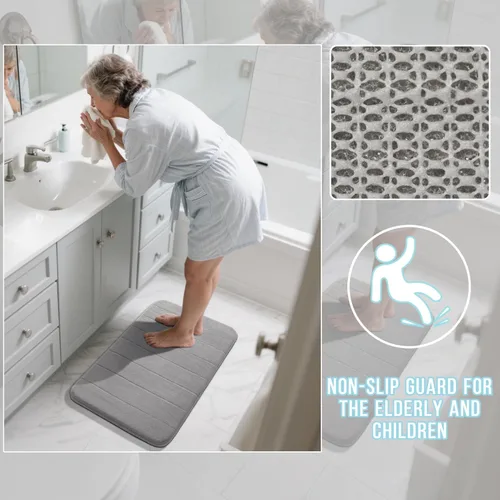 Miniatura 5 de Yimobra Juego de 3 tapetes de baño de espuma viscoelástica con alfombra de inodoro en forma de U, antideslizantes, súper suaves, absorbentes, de Gris