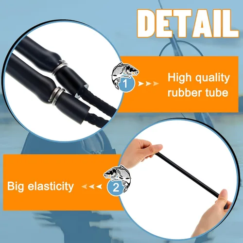Miniatura 5 de Riakrum 3 Pcs Pole Spear Sling Rubber Speargun Bands Ice Fishing Ice Spearing Equipment for Harpoon Spearfishing Diving, 28 Inch Long