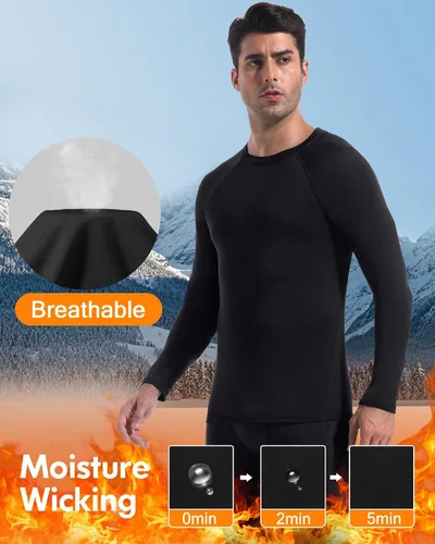 Miniatura 4 de Paquete de 4 o 2 camisetas térmicas para hombre, manga larga, forro polar, capa base, ropa interior de compresión, equipo deportivo deportivo