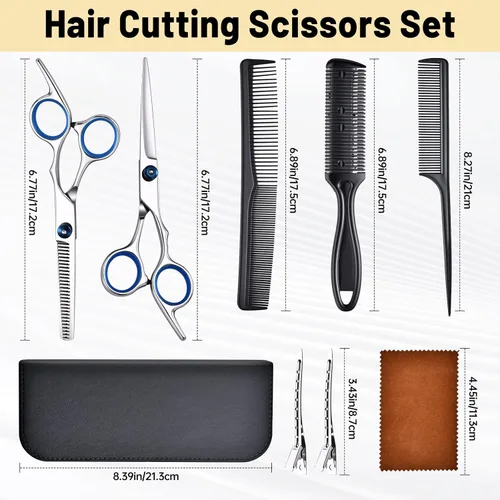 Miniatura 2 de YUQGAOP Juego de Tijeras para Cortar Cabello, Tijeras Profesionales de Acero Inoxidable para Cortar Cabello, Tijeras de Peluquero para Cortar