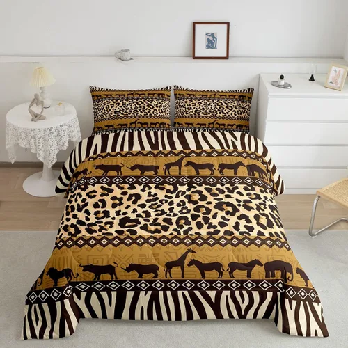 Miniatura 10 de Erosebridal Juego de edredón con estampado de leopardo, juego de ropa de cama con estampado de guepardo, juego de ropa de cama y colecciones