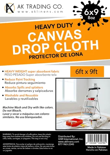Miniatura 2 de AK TRADING CO. Paño de lona resistente, paño para pintores para muebles y protección del suelo con bordes resistentes de doble costura