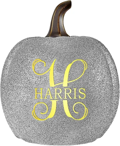 Miniatura 12 de Let's Make Memories - Calabaza personalizable con luz y apellido familiar e inicial para decoración otoñal de Halloween, para interiores y Crema