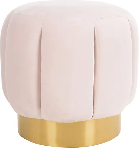 Miniatura 18 de SAFAVIEH Couture Collection Maxine Glam - Otomana redonda tapizada de terciopelo negro/canal dorado para sala de estar, dormitorio, taburete