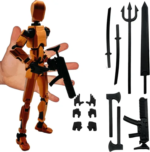 Miniatura 14 de Figura de Acción Dummy20 Impresa en 3D de Tamaño Corporal Ampliado de 8.1 pulgadas, Juguete Mecánico Móvil de Cuerpo Completo, Múltiples Accesorios