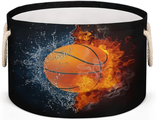 Miniatura 40 de Cesta de almacenamiento redonda grande de béisbol, canasta de almacenamiento circular plegable para béisbol, con asa para niños, manta de juguetes