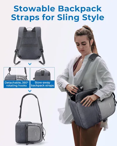 Miniatura 2 de BAGSMART - Mochila para cámara DSLR SLR, pequeñas bolsas para fotógrafos compatibles con Sony Canon Nikon, correa para el hombro, mochila de viaje 2