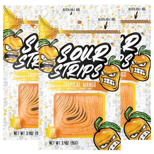 Miniatura 15 de Sour Strips Sour Candy Belts, Appleberry, bolsas de dulces resellables, 3.4 onzas (paquete de 3)