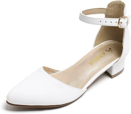 Amoji Zapatos de vestir con correa de tobillo para niñas, zapatos de vestir para fiesta de boda para niños pequeños y grandes 412
