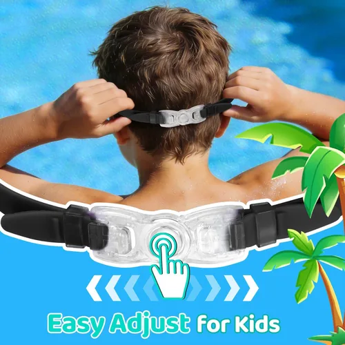Miniatura 7 de Vvinca Swimming Goggles for Kids 3-15 years-2 Pack, Kids Goggles Anti-Fog/UV No Leaking Swim Goggles for Kids 03-negro oro y negro rosa