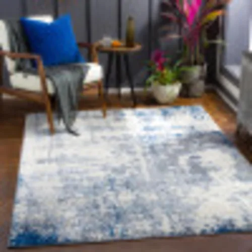 Livabliss Doria - Alfombra abstracta moderna de 6'7" x 9'6", carbón/azul oscuro