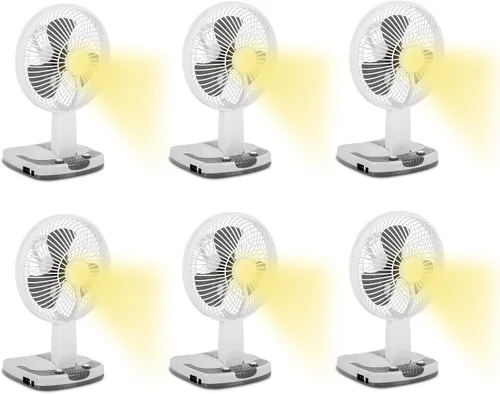 Miniatura 10 de Technical Pro Adventure Series - Ventilador recargable de escritorio/pared con lámpara de trabajo LED, ventilador ajustable y portátil