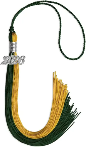 Miniatura 57 de Endea Graduation Borla de doble color con gota de fecha plateada (negro/oro antiguo, 2025)