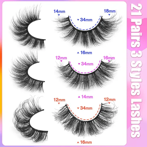 Miniatura 2 de TNFVLONEINS - Pestañas postizas de visón natural, pestañas esponjosas Wispy, pestañas de gata de aspecto natural, extensión 5D, pestañas postizas