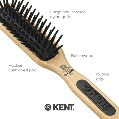 Miniatura 5 de Kent PF20 Cepillo de pelo de paleta de cojín estrecho, cepillo desenredante para cabello largo, grueso y rizado, masajeador del cuero cabelludo