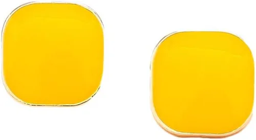 Caiyao Aretes de botón cuadrados esmaltados ligeros y coloridos para mujer, pequeños aretes cuadrados para adolescentes, niñas, novia, fiesta de