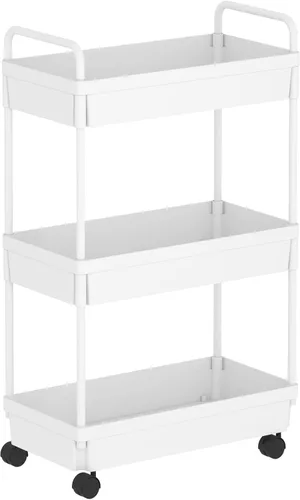 Miniatura 9 de Buzowruil Carrito de almacenamiento rodante de 3 niveles, organizador de estantería móvil, carrito utilitario con ruedas para cocina, baño, Negro