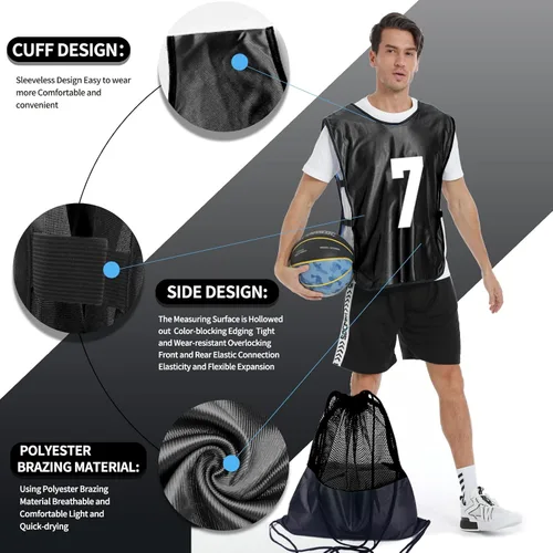 Miniatura 3 de Scrimmage - Chaleco de entrenamiento (12 unidades) para deportes de equipo, camisetas para adultos y jóvenes, baberos de fútbol, camisetas