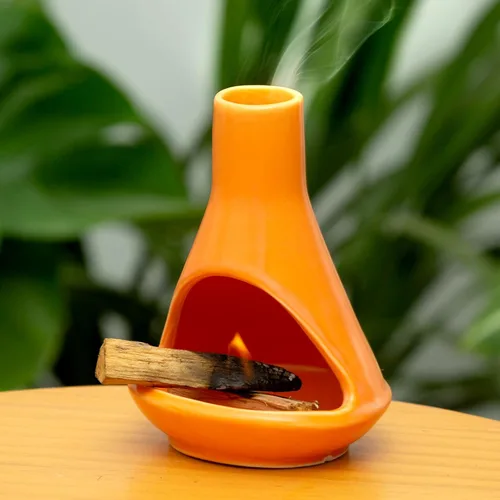 Miniatura 9 de MOUGIGI Soporte de cerámica prémium para palosanto y cuenco para difuminar, mini chiminea, quemador multiusos para palitos de salvia, conos
