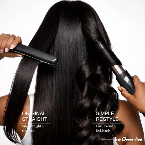 Miniatura 5 de Iris Queen Pelucas de cabello humano lacio HD 12A 13x4 con encaje frontal transparente de densidad 180 con cabello de bebé para mujer, color negro