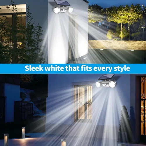 Miniatura 7 de Luces solares para exteriores, con sensor de movimiento, luces solares de pared con focos de doble cabeza, 30 LED, impermeables, 360°, luces