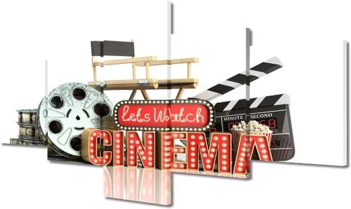 Miniatura 44 de Lienzo decorativo para pared, imágenes de cine, decoración de pared para sala de estar, 5 piezas, concepto de cine, escena, obra de arte, decoración