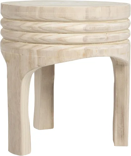 Miniatura 7 de Creative Co-Op Taburete de madera de Paulownia tallada a mano, estilo bohemio, natural