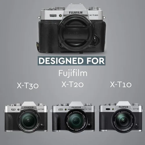 Miniatura 8 de MegaGear MG981 Ever Ready - Funda de piel para cámara y correa para Fujifilm X-T30, X-T20, X-T10 (lentes de 0.630-1.969 in/0.709-2.165 in)