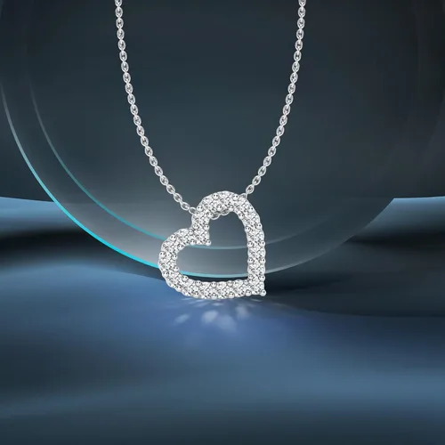 Miniatura 3 de Lumante - Collar con colgante de diamantes en forma de corazón de oro de 14 quilates para mujer, 0.25-1 cttw, diamantes cultivados en laboratorio
