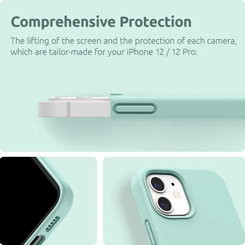 Miniatura 7 de SURPHY Diseñada para iPhone 12 y iPhone 12 Pro de 6.1 pulgadas, funda gruesa de silicona líquida (con forro de microfibra) para iPhone 12 y 12 Pro