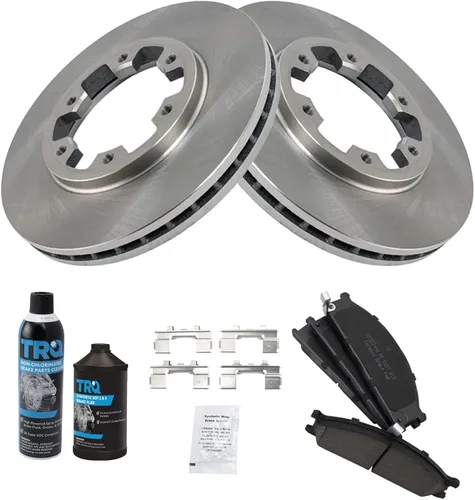 Miniatura 3 de TRQ Kit de pastillas de freno delantero y rotor, kit químico de freno, pastillas de freno de cerámica compatible con Nissan D21 1986-1994 1999-2002