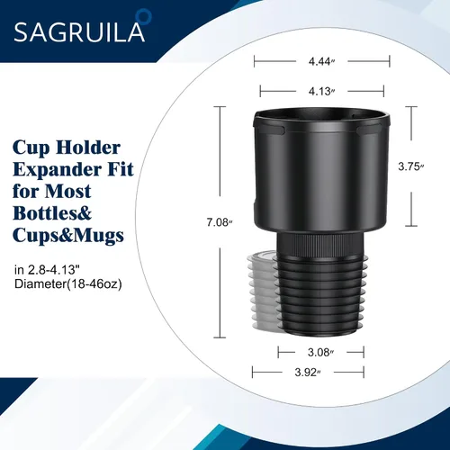 Miniatura 8 de Expansor de portavasos para automóvil, expansor de portavasos para automóvil con base de goma elástica, adaptador de portavasos grande compatible