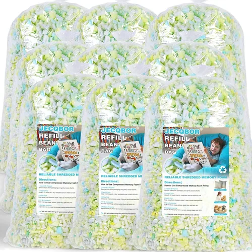 Miniatura 10 de Jecqbor Relleno de espuma viscoelástica triturada de 5 libras para silla puf, relleno premium para puf, relleno de espuma viscoelástica de alta