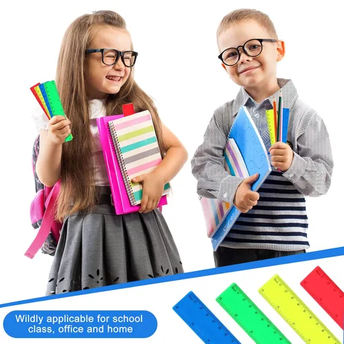 Miniatura 3 de Zonon 500 reglas rectas flexibles de plástico a granel con pulgadas y centímetros, regalo para el primer día de escuela, suministros de oficina