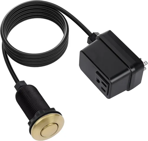 Interruptor de eliminación de basura, kit de encendido y apagado inalámbrico para triturador de desechos de alimentos, oro cepillado, botón largo de