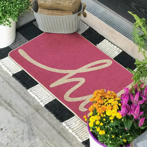 Miniatura 2 de Artoid Mode Felpudo rosa Hi Spring, decoración del hogar de verano, tapete de bajo perfil, tapete para puerta de interior y exterior, 17 x 29