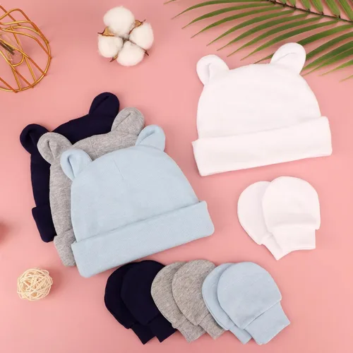 Miniatura 6 de BQUBO - Juego de guantes para bebés recién nacidos, para niños y niñas, gorro de hospital, gorros, guantes para bebés de 0 a 6 meses