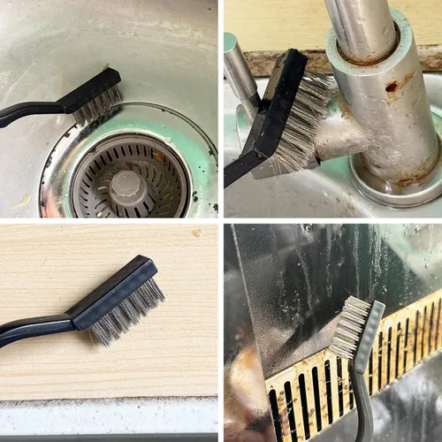 Miniatura 3 de 24 cepillos de alambre para raspar con 2 raspadores, mango curvado de acero inoxidable y cepillos de alambre de latón para limpiar escoria