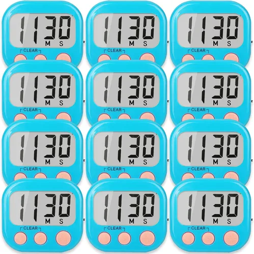 Miniatura 23 de Paquete de 2 temporizadores de cocina con anillo ruidoso, temporizadores digitales para cocinar magnéticos, color azul