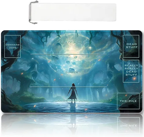 Miniatura 28 de Tapete de juego MTG cosido de alta calidad con zonas y parte trasera de goma antideslizante, tapete de juego TCG para MTG y otros juegos de cartas