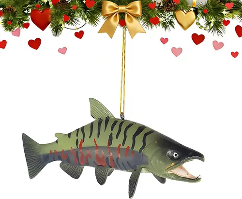 Miniatura 7 de Adorno de pesca 3D para árbol de Navidad, adornos de animales de peces de 6 pulgadas, adornos para el día del padre, decoración colgante