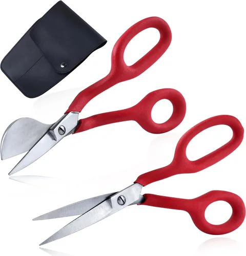 SPEEDWOX Juego de 2 tijeras de 7 pulgadas – Apliques de pico de pato de acero inoxidable y bordado a máquina de doble curva para alfombra con mango