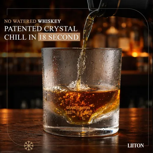 Miniatura 3 de LIITON Grand Canyon - Juego de regalo de 4 vasos de whisky de cristal pesado, vaso de bourbon grueso congelable de 1 libra cada uno, regalos