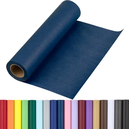 RUSPEPA Rollo de papel de regalo azul marino kraft, 17.5"x 393" (32.8'), papel de regalo reciclable azul para regalos de cumpleaños, cubierta de