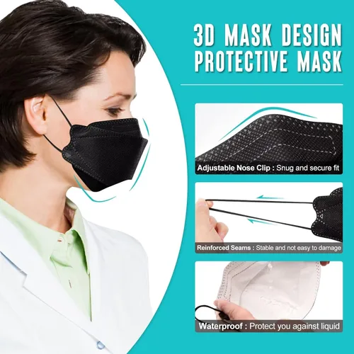 Miniatura 3 de 50/100 Pack KF94 Face_Covers, Color mask，Black Mask，4-Layer mask Independent packaging,outdoor Daily Use