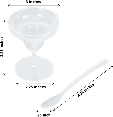 Miniatura 3 de Efavormart Paquete de 24 Vasos de Margarita de Plástico Transparente Cristalino Mini de 2 onzas con Cucharas, Juego de Copa y Cuchara Desechable